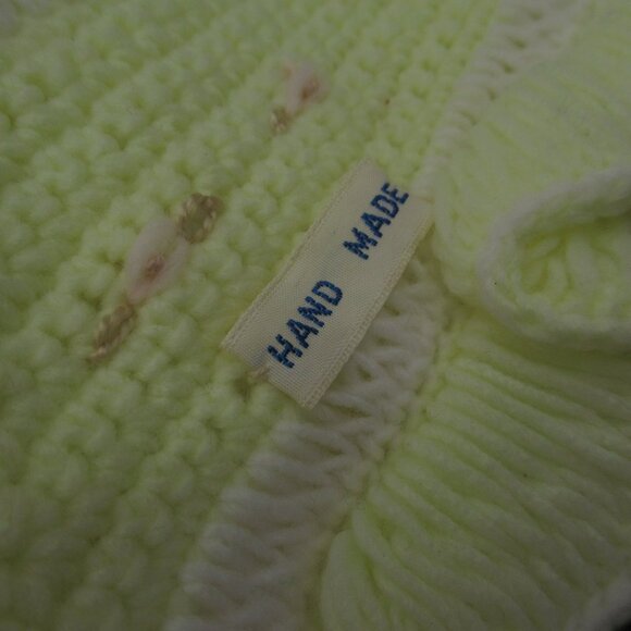 Hand Knit Baby Doll Dress With Pom-Poms & Ruffled Trim - Picture 10 of 15